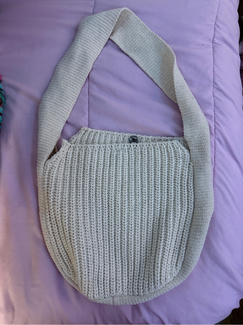 SHEIN Cream Knit Shoulder Bag with Wide Strap
